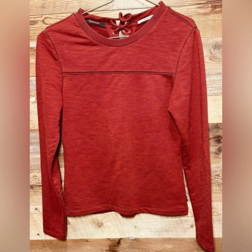 Scotch & Soda long sleeve rust red lace back comfy chic office layers stretch S